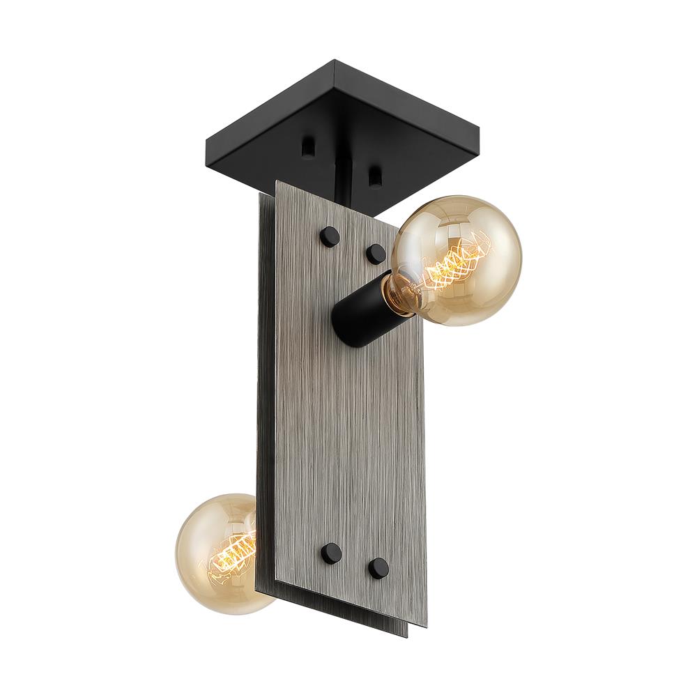 Nuvo Lighting 60-7231 Stella 2 Light Semi Flush in Driftwood and Black Accents