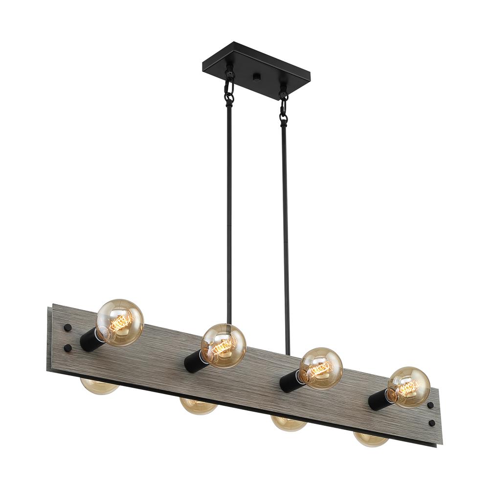 Nuvo Lighting 60-7233 Stella 8 Light Island Pendant in Driftwood and Black Accents