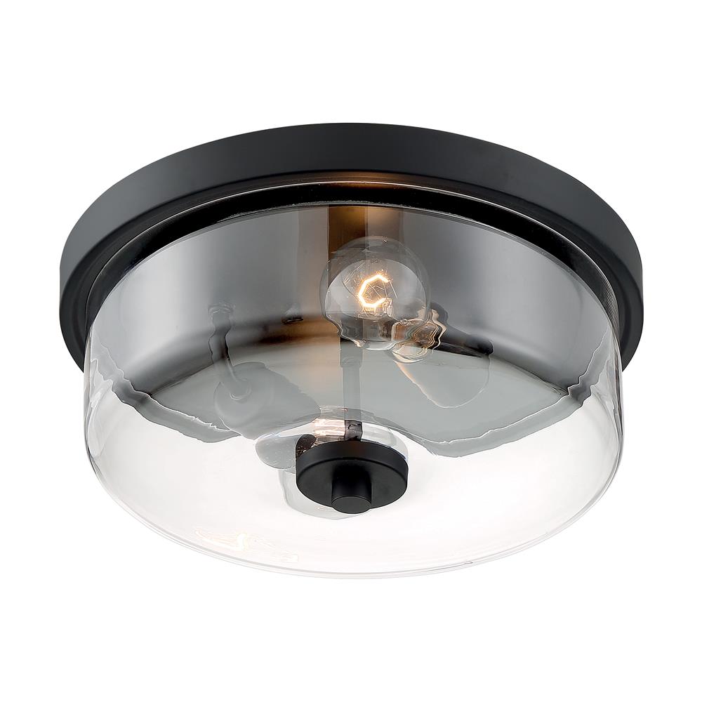 Nuvo Lighting 60-7268 Sommerset 2 Light Flush Mount with Clear Glass in Matte Black