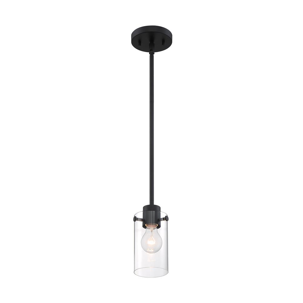 Nuvo Lighting 60-7270 Sommerset 1 Light Mini Pendant with Clear Glass in Matte Black