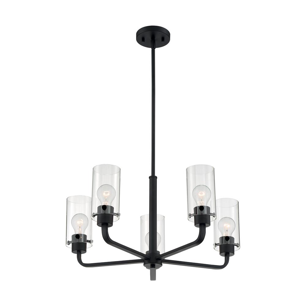 Nuvo Lighting 60-7275 Sommerset 5 Light Chandelier with Clear Glass in Matte Black