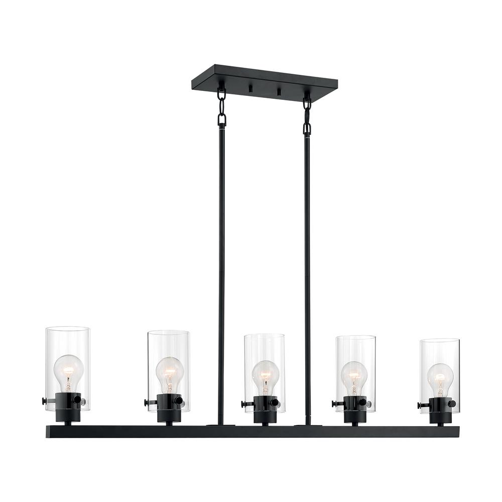 Nuvo Lighting 60-7276 Sommerset 5 Light Island Pendant with Clear Glass in Matte Black