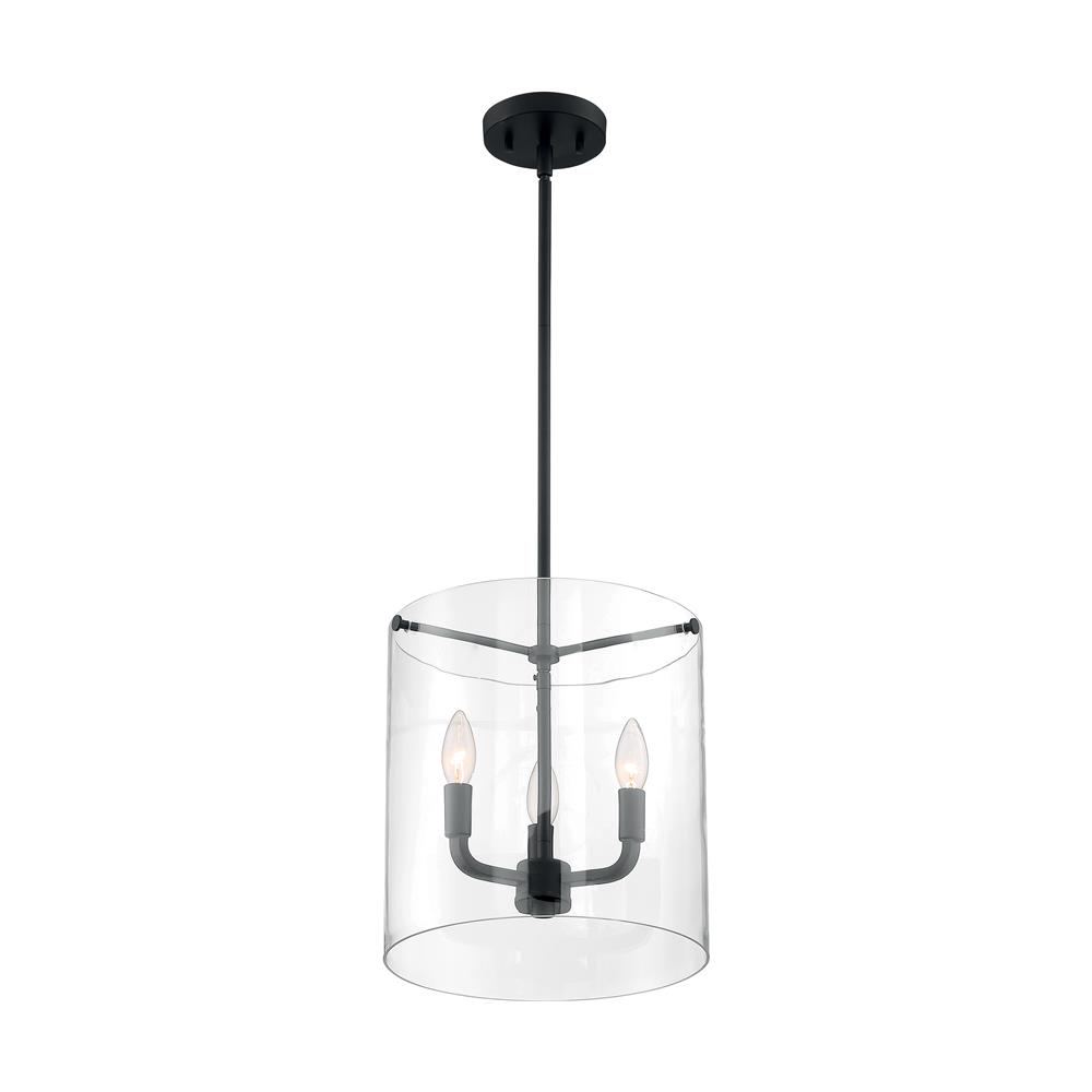 Nuvo Lighting 60-7277 Sommerset 3 Light Pendant with Clear Glass in Matte Black