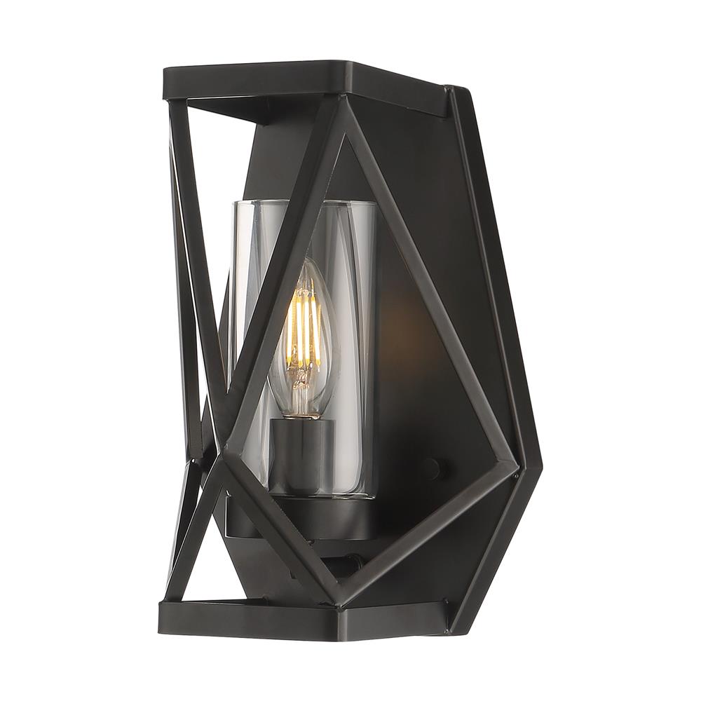 Nuvo Lighting 60-7301 Zemi 1 Light Sconce with Clear Glass in Black