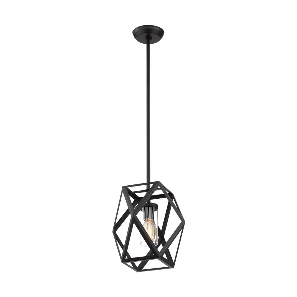 Nuvo Lighting 60-7302 Zemi 1 Light Mini Pendant with Clear Glass in Black