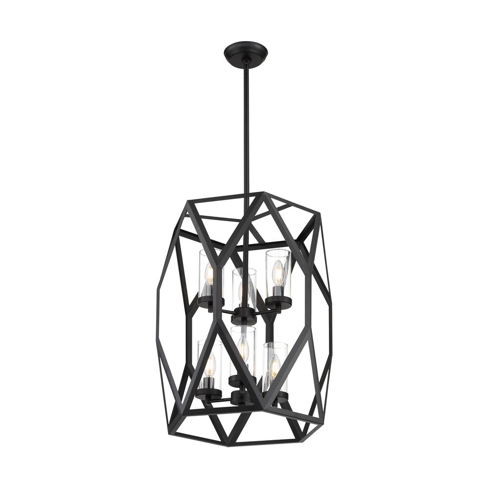 Nuvo Lighting 60-7306 Zemi 6 Light Pendant with Clear Glass in Black