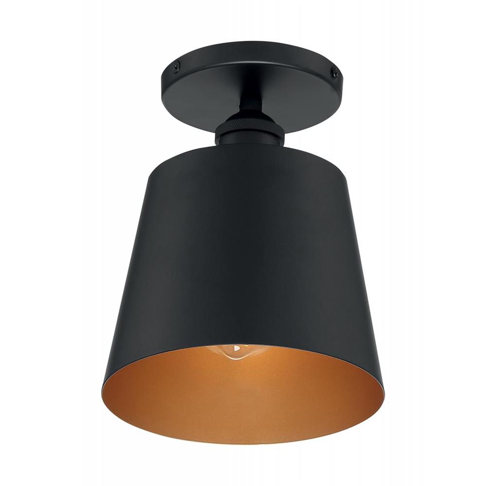 Nuvo Lighting 60-7331 Motif 1 Light Semi Flush in Black and Gold Accents