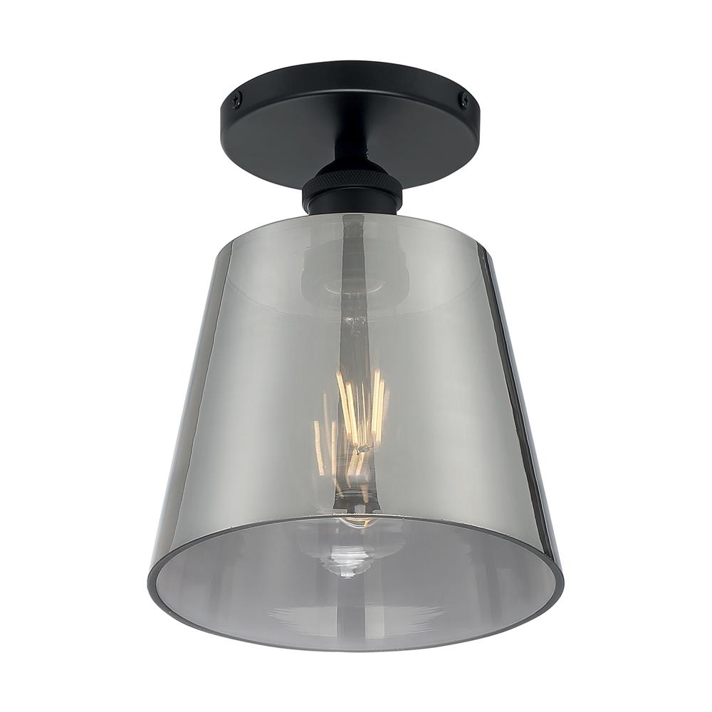 Nuvo Lighting 60-7333 Motif 1 Light Semi Flush with Smoked Glass in Black and Smoked Glass