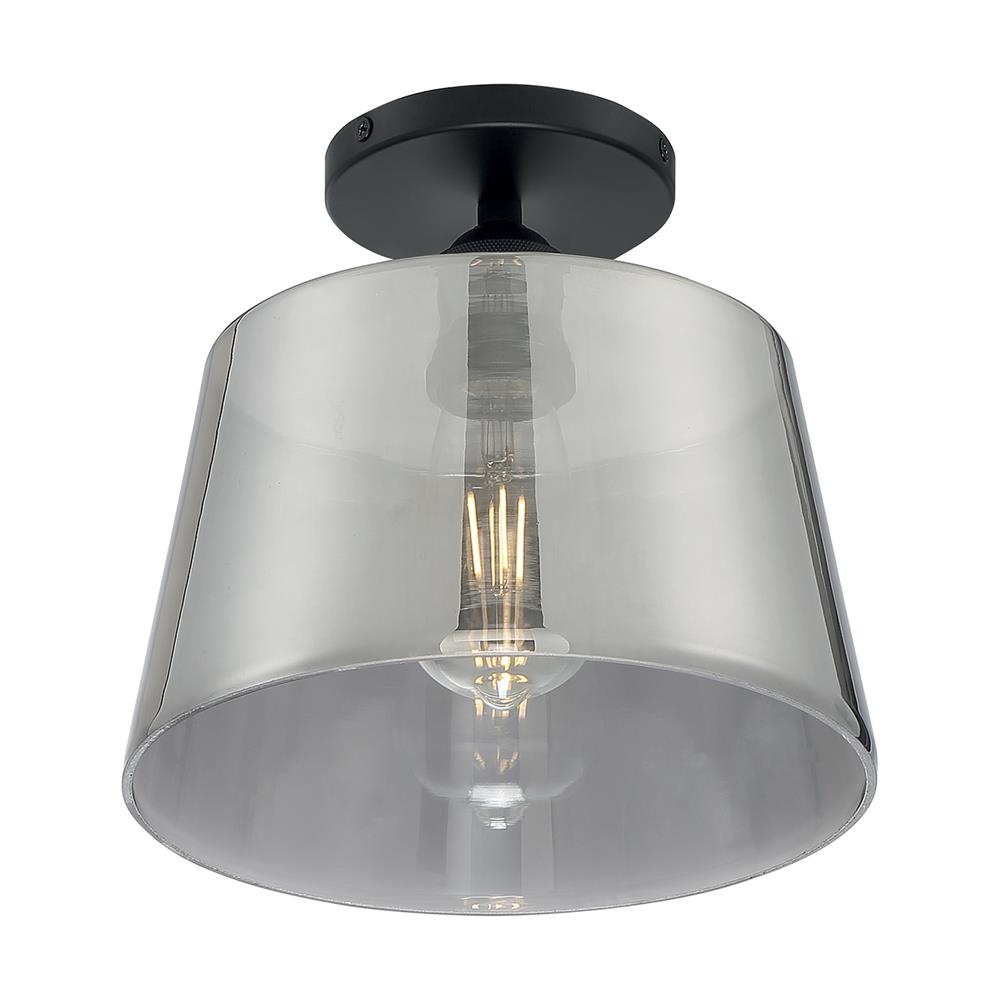 Nuvo Lighting 60-7334 Motif 1 Light Semi Flush with Smoked Glass in Black and Smoked Glass