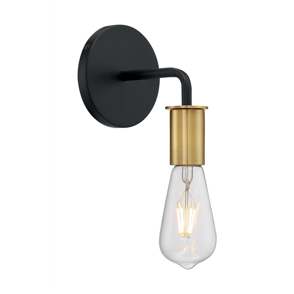 Nuvo Lighting 60-7341 Ryder 1 Light Sconce in Black and Brushed Brass