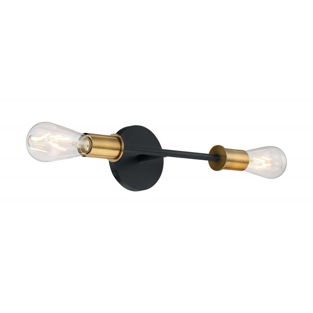 Nuvo Lighting 60-7342 Ryder 2 Light Vanity in Black and Brushed Brass