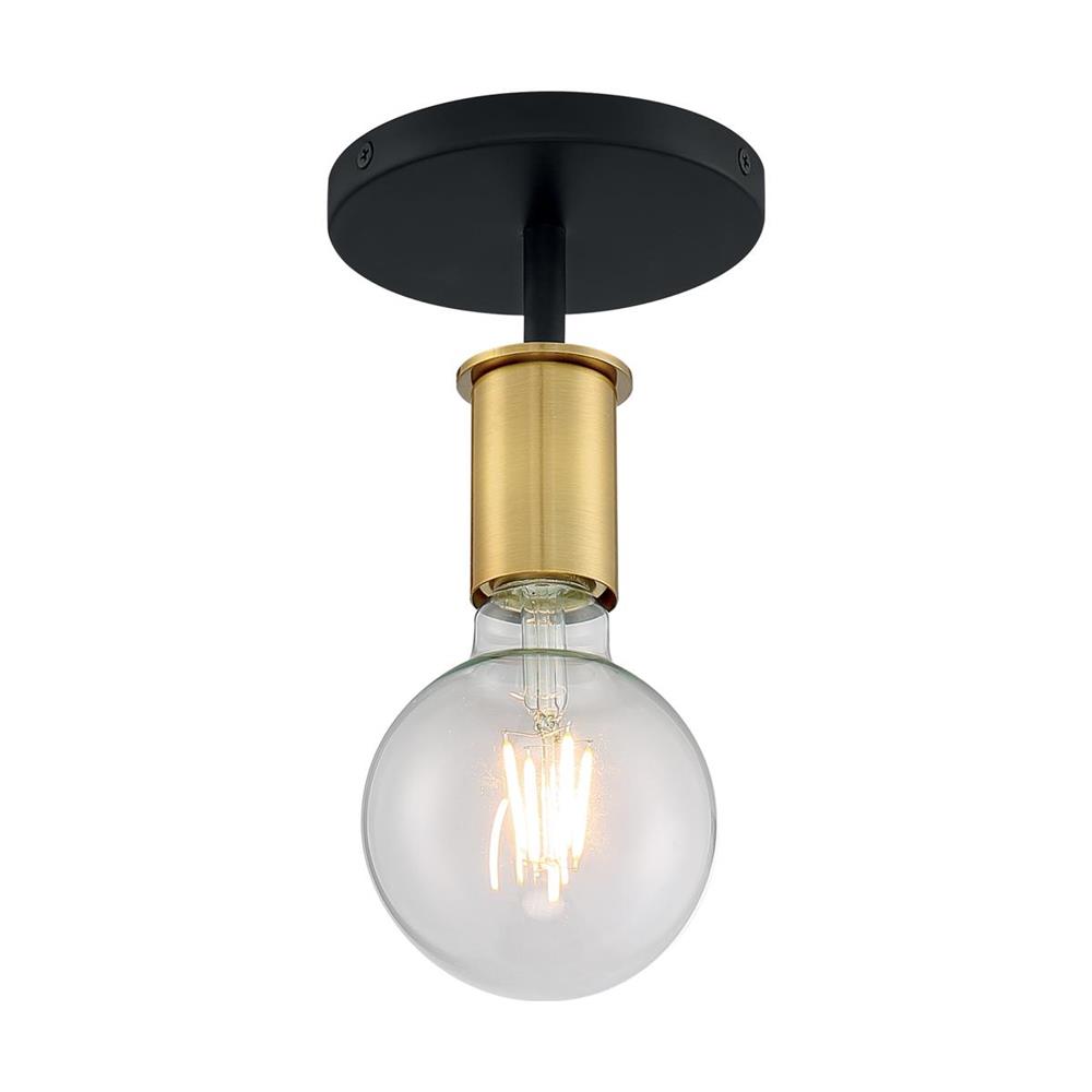 Nuvo Lighting 60-7343 Ryder 1 Light Semi Flush in Black and Brushed Brass