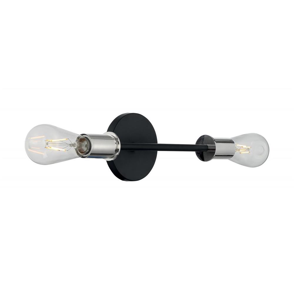 Nuvo Lighting 60-7352 Ryder 2 Light Vanity in Black and Polished Nickel