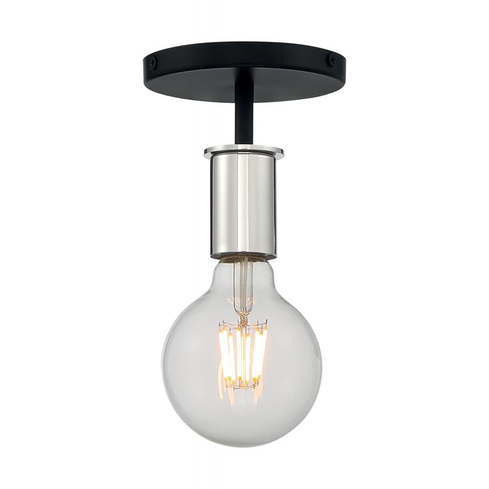 Nuvo Lighting 60-7353 Ryder 1 Light Semi Flush in Black and Polished Nickel