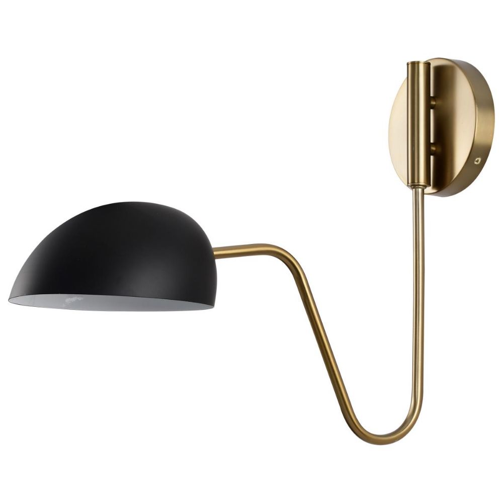 Nuvo Lighting 60-7391 Trilby 1 Light Wall Sconce in Matte Black / Burnished Brass