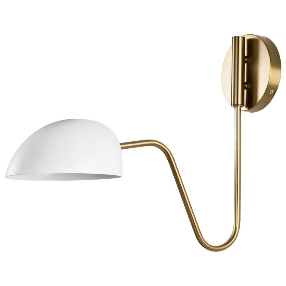 Nuvo Lighting 60-7392 Trilby 1 Light Wall Sconce in Matte White / Burnished Brass