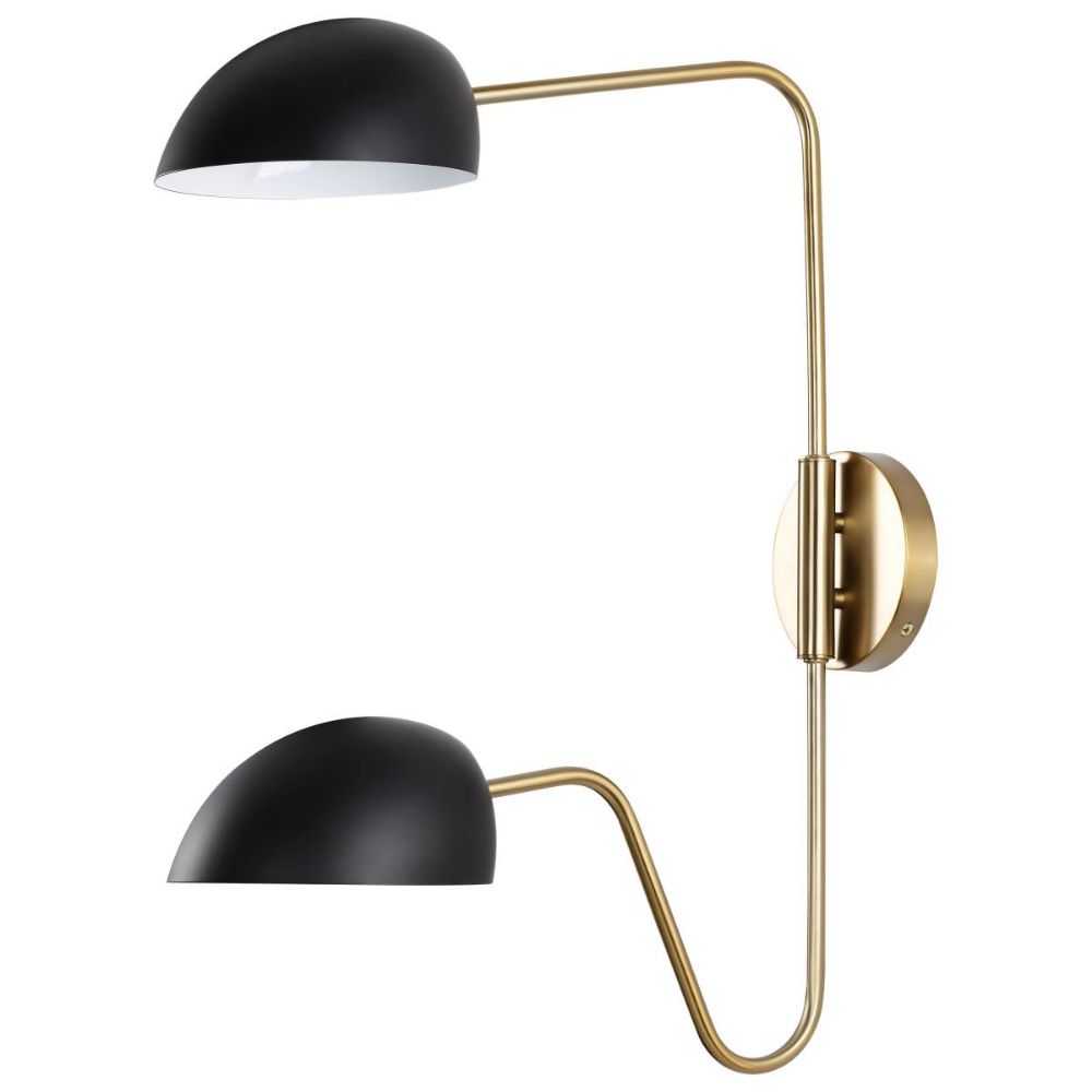 Nuvo Lighting 60-7393 Trilby 2 Light Wall Sconce in Matte Black / Burnished Brass