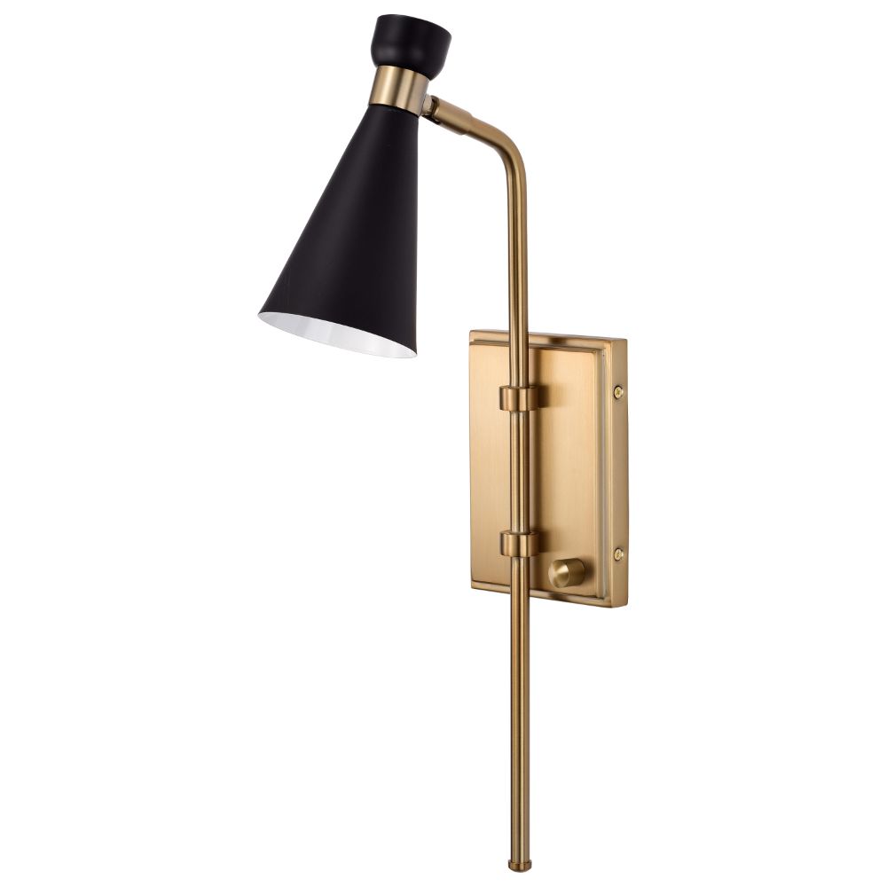 Nuvo Lighting 60-7395 Prospect 1 Light Wall Sconce in Matte Black / Burnished Brass