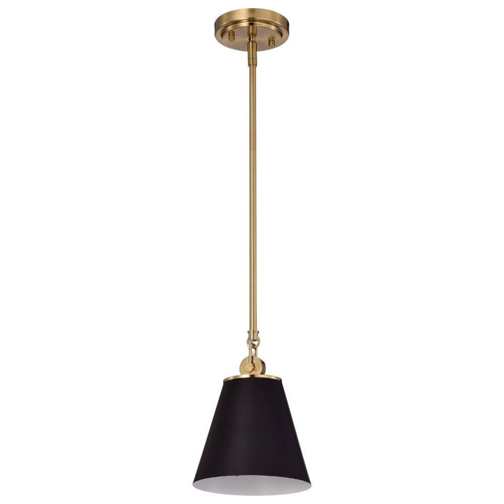 Nuvo Lighting 60/7408 Dover 1 Light Small Pendant In Black / Vintage Brass