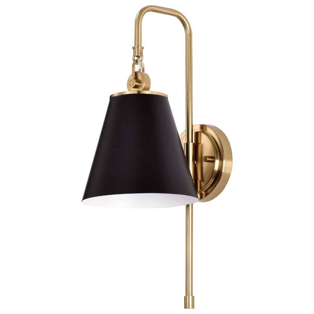 Nuvo Lighting 60-7445 Dover 1 Light Wall Sconce in Black / Vintage Brass