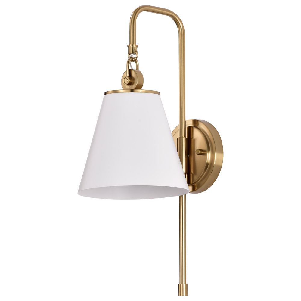 Nuvo Lighting 60-7446 Dover 1 Light Wall Sconce in White / Vintage Brass