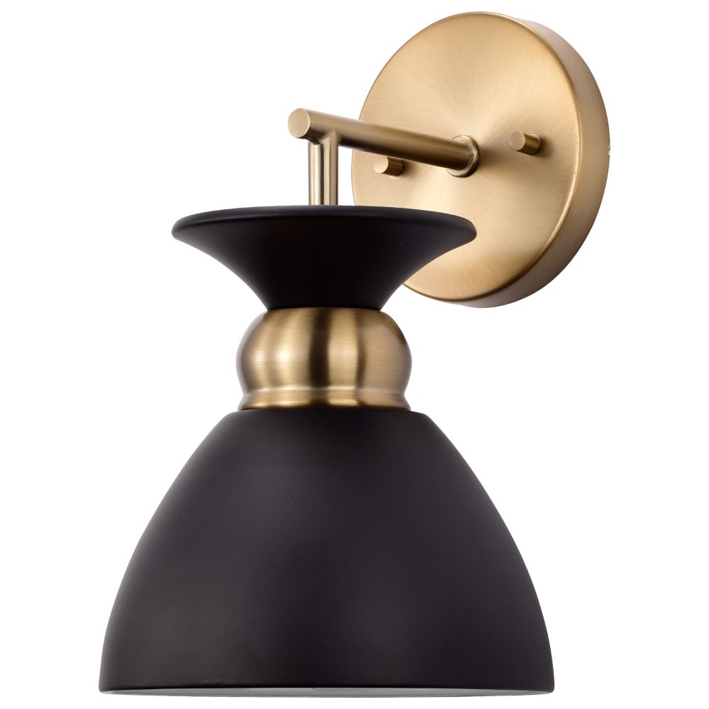 Nuvo Lighting 60-7458 Perkins 1 Light Wall Sconce in Matte Black / Burnished Brass