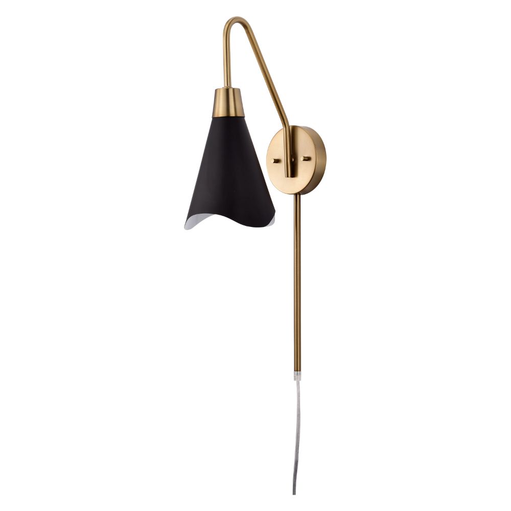 Nuvo Lighting 60-7467 Tango 1 Light Wall Sconce in Matte Black / Burnished Brass