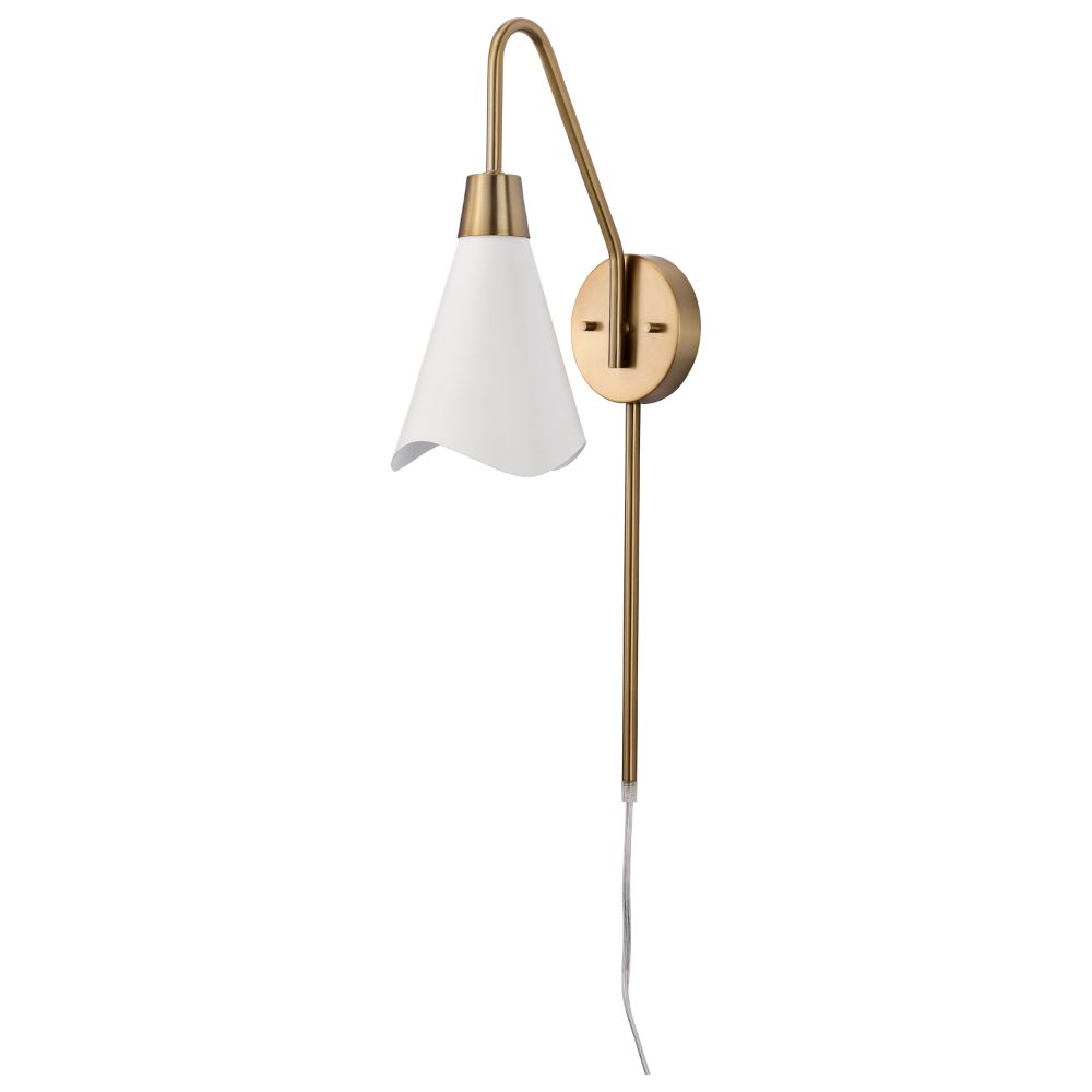 Nuvo Lighting 60-7468 Tango 1 Light Wall Sconce in Matte White / Burnished Brass