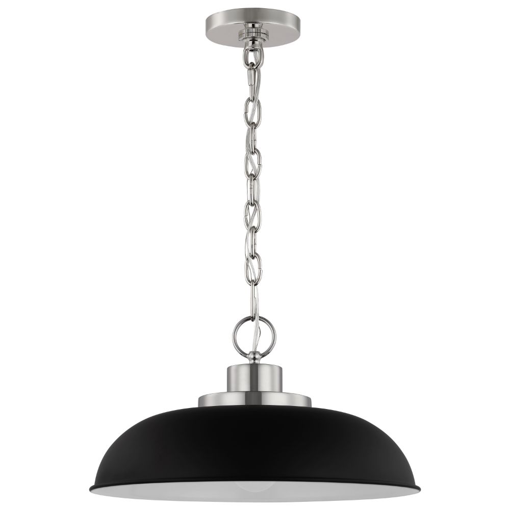 Nuvo Lighting 60/7482 Colony 1 Light Small Pendant In Matte Black / Polished Nickel