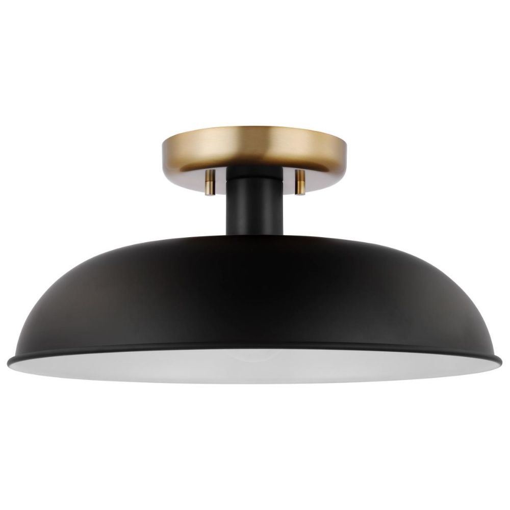 Nuvo Lighting 60-7491 Colony 1 Light Small Flush Mount in Matte Black / Burnished Brass