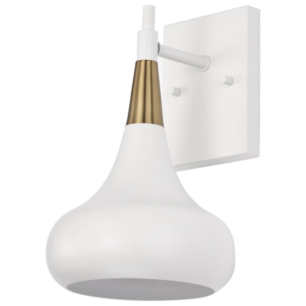 Nuvo Lighting 60-7509 Phoenix 1 Light Wall Sconce in Matte White / Burnished Brass