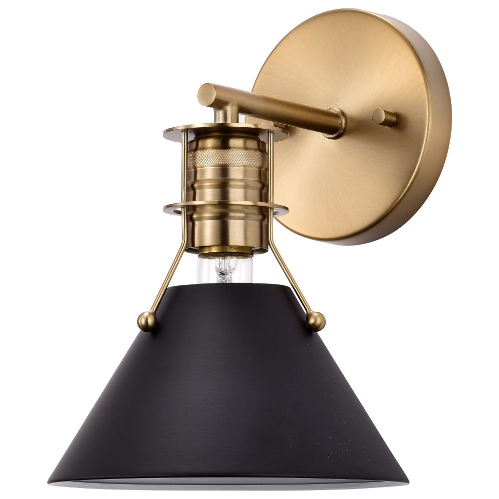 Nuvo Lighting 60-7519 Outpost 1 Light Wall Sconce in Matte Black / Burnished Brass