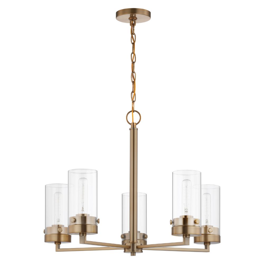 Nuvo Lighting 60-7535 Intersection 5 Light Chandelier in Burnished Brass