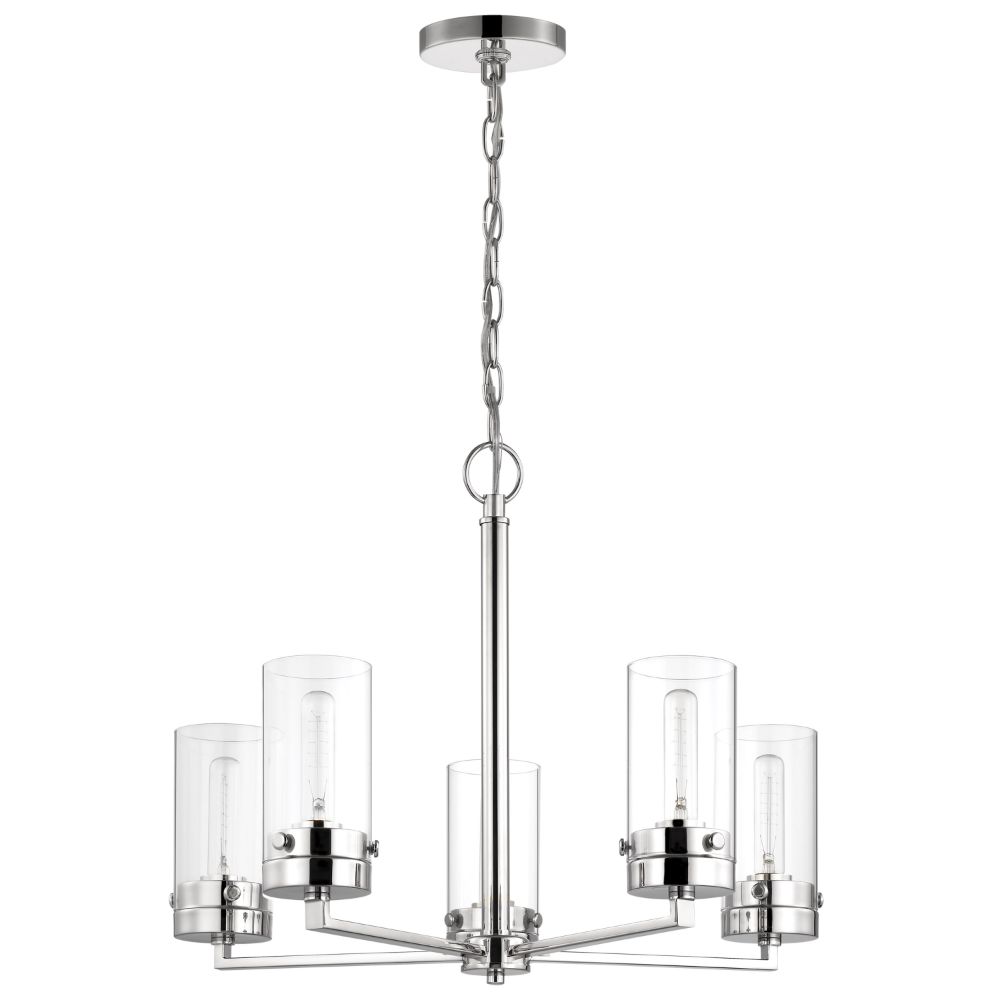 Nuvo Lighting 60-7635 Intersection 5 Light Chandelier in Polished Nickel