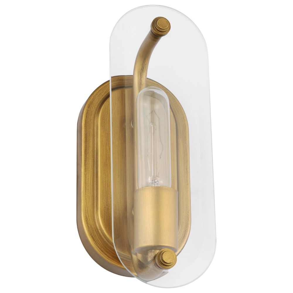 Nuvo 60-7711 Teton; 1 Light Vanity; Medium Base; 60 Watt; Natural Brass Finish; Clear Beveled Glass