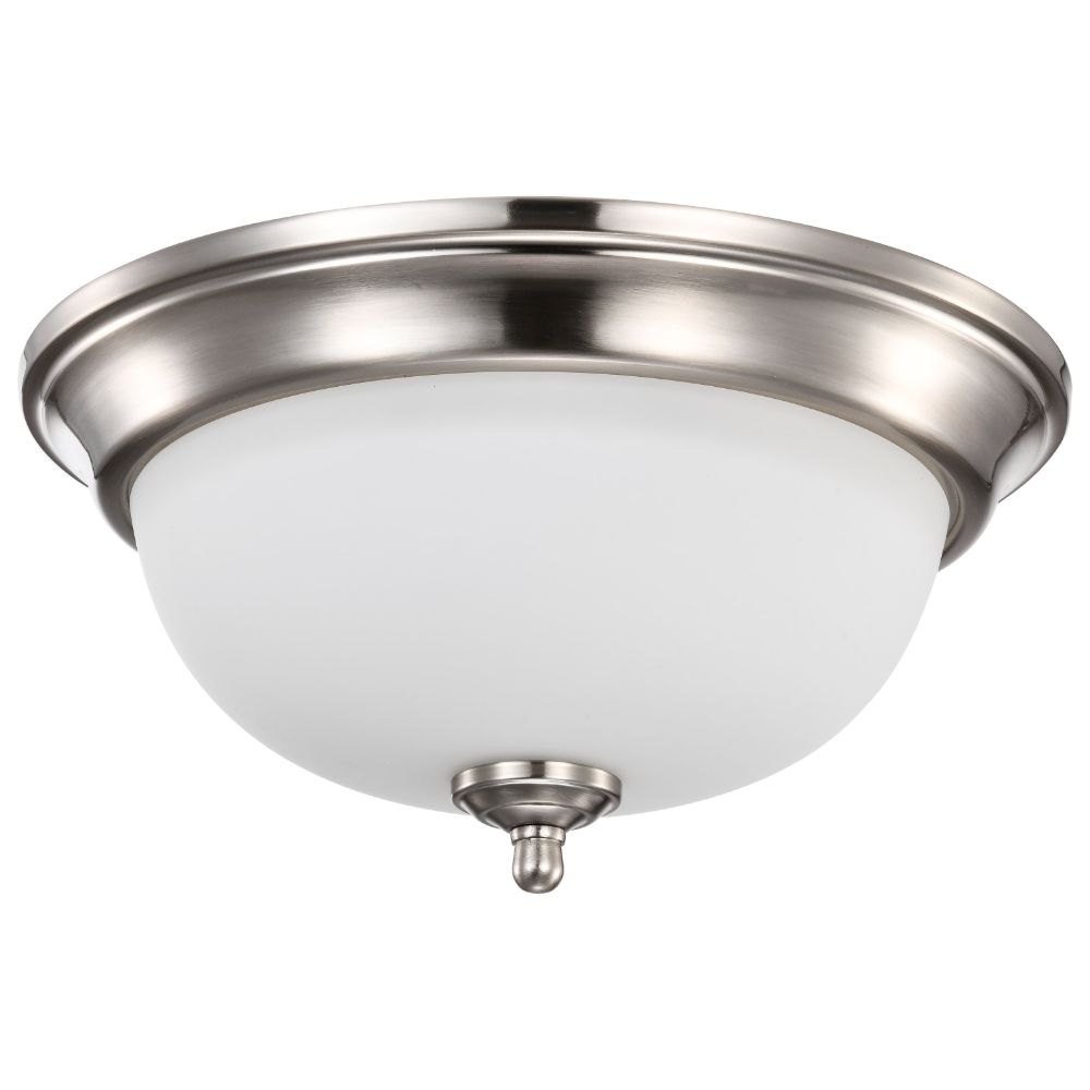 Nuvo 62-1560 Center Lock 13 Inch LED Flush Mount; 19 Watt; 3000K; Brushed Nickel Finish; Frosted Glass