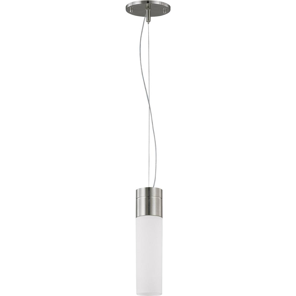 Nuvo Lighting 62/2932  Link - 1 Light LED Tube Pendant with White Glass; Brushed Nickel Finish in Brushed Nickel Finish