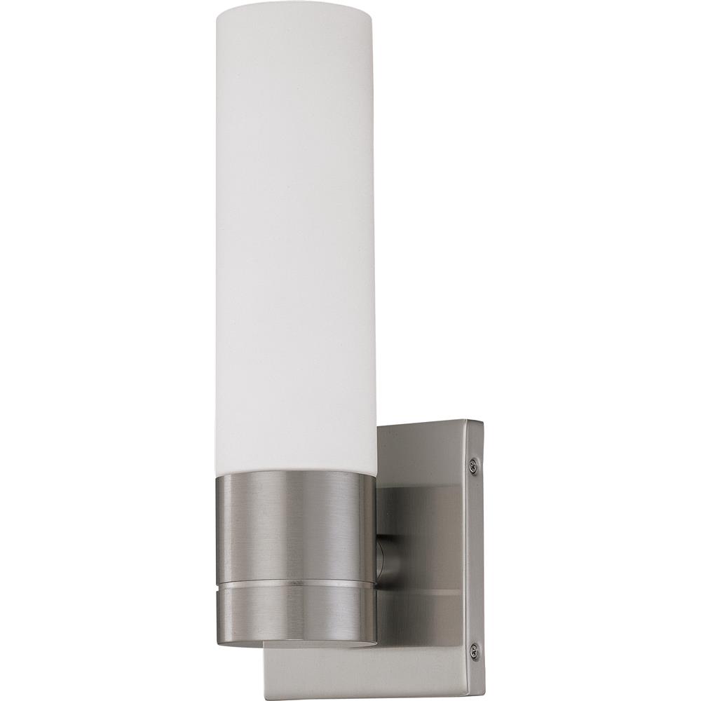 Nuvo Lighting 62/2934  Link - 1 Light LED Tube Wall Sconce with White Glass; Brushed Nickel Finish in Brushed Nickel Finish