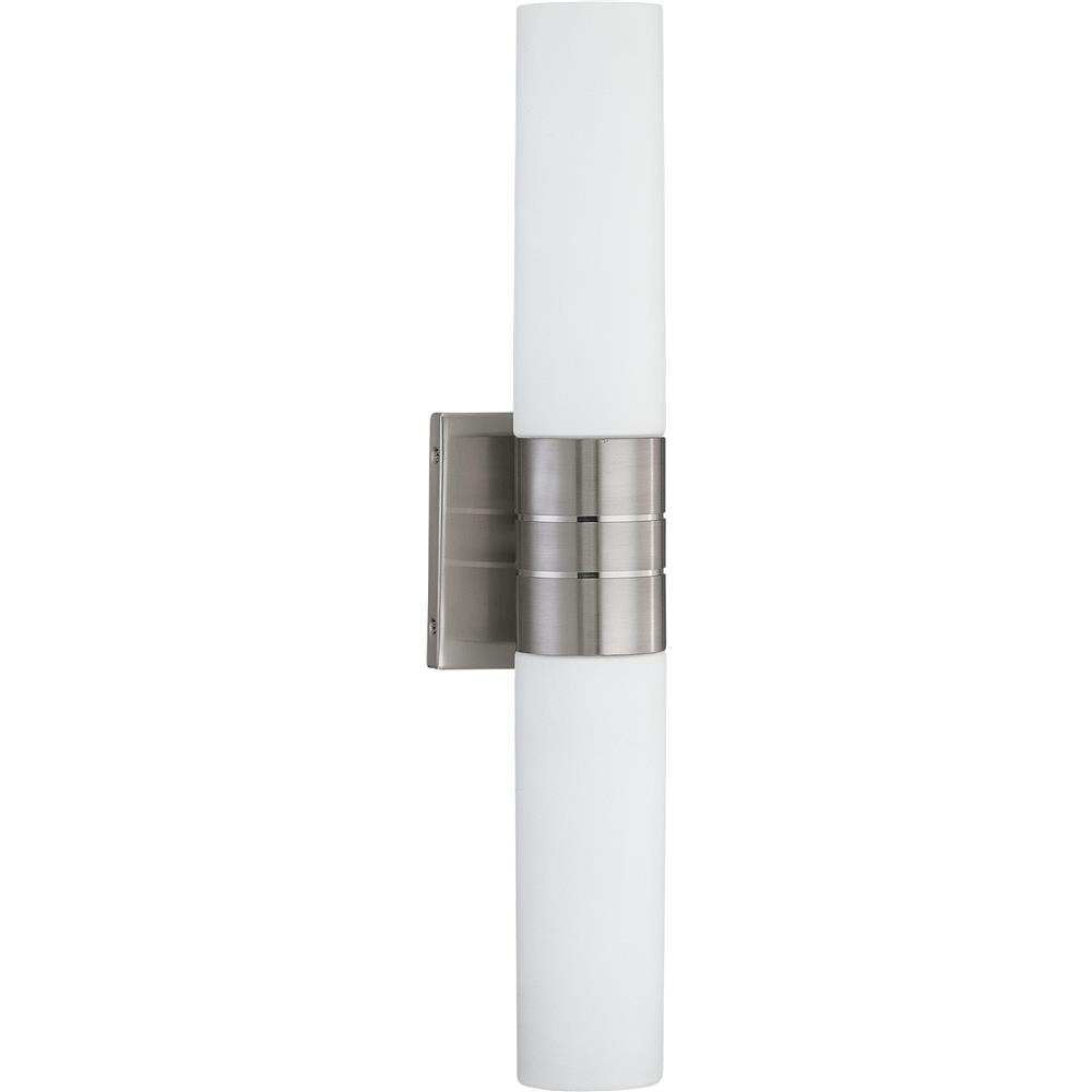Nuvo Lighting 62/2936  Link - 2 Light (Vertical) LED Tube Wall Sconce with White Glass; Brushed Nickel Finish in Brushed Nickel Finish