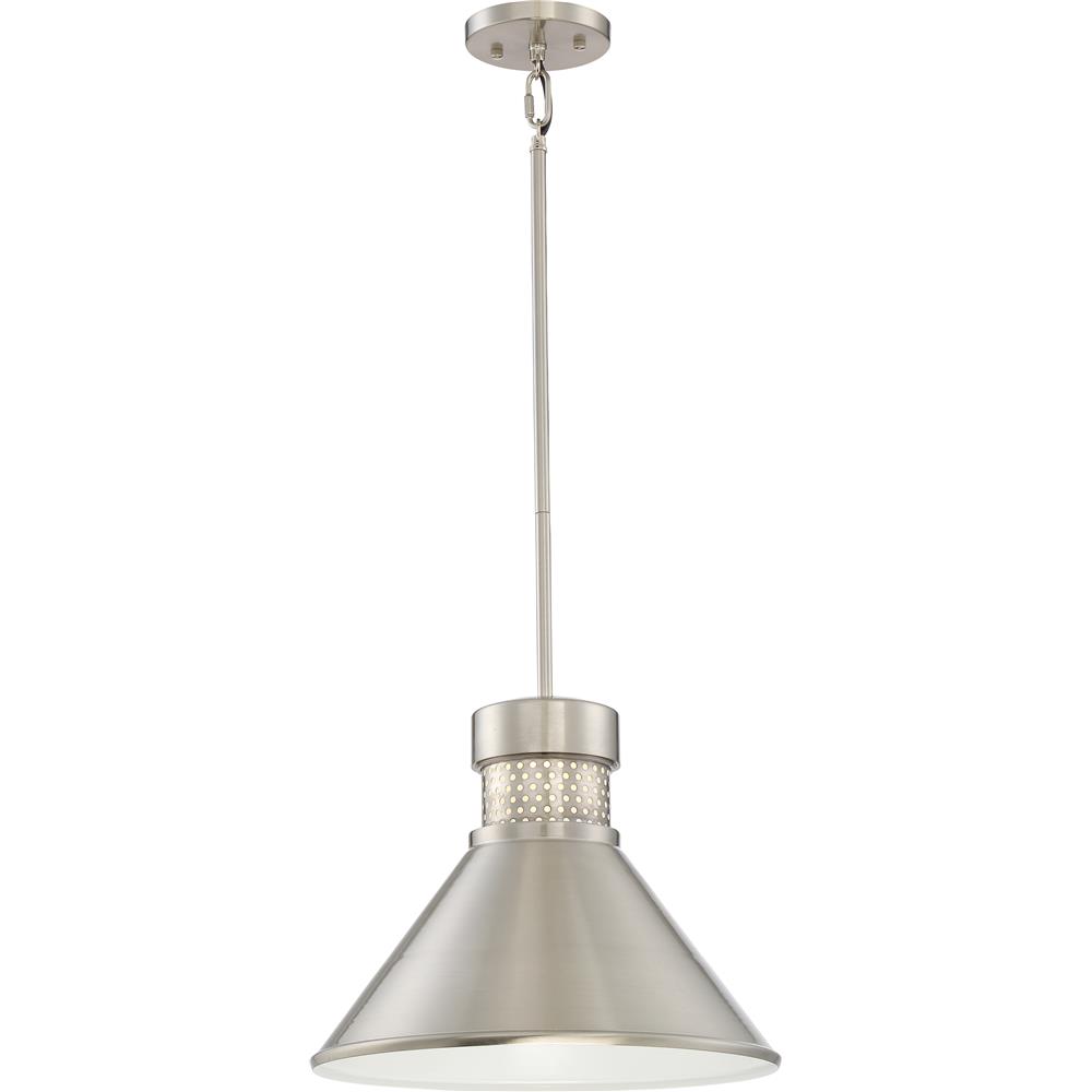 Nuvo Lighting 62/852  Doral - Large LED Pendant; Brushed Nickel / White Accent Finish in Brushed Nickel / White Accent Finish