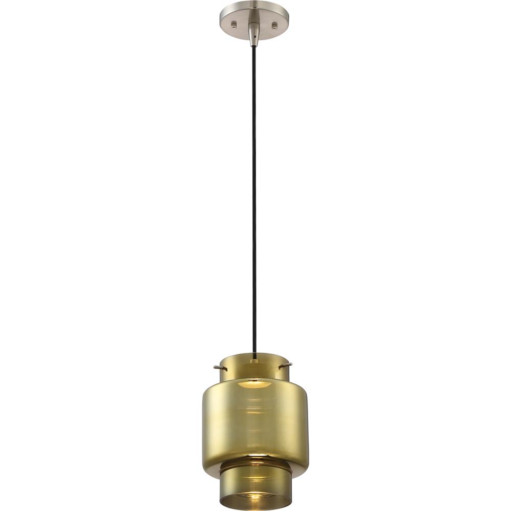 Nuvo Lighting 62/879  Del - LED Mini Pendant with Antiqued Glass; Brushed Nickel Finish in Brushed Nickel Finish