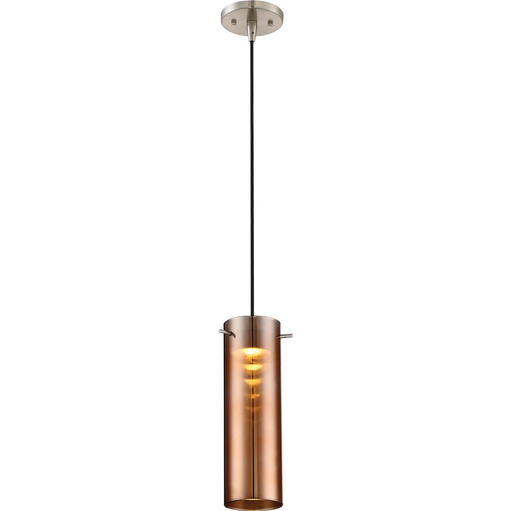 Nuvo Lighting 62/955  Pulse - LED Mini Pendant with Copper Glass; Brushed Nickel Finish