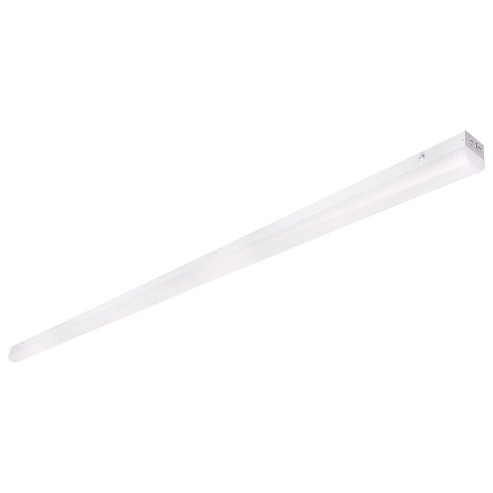 Nuvo 65-1702 8 ft. LED; Linear Strip Light; Wattage and CCT Selectable; White Finish; Microwave Sensor