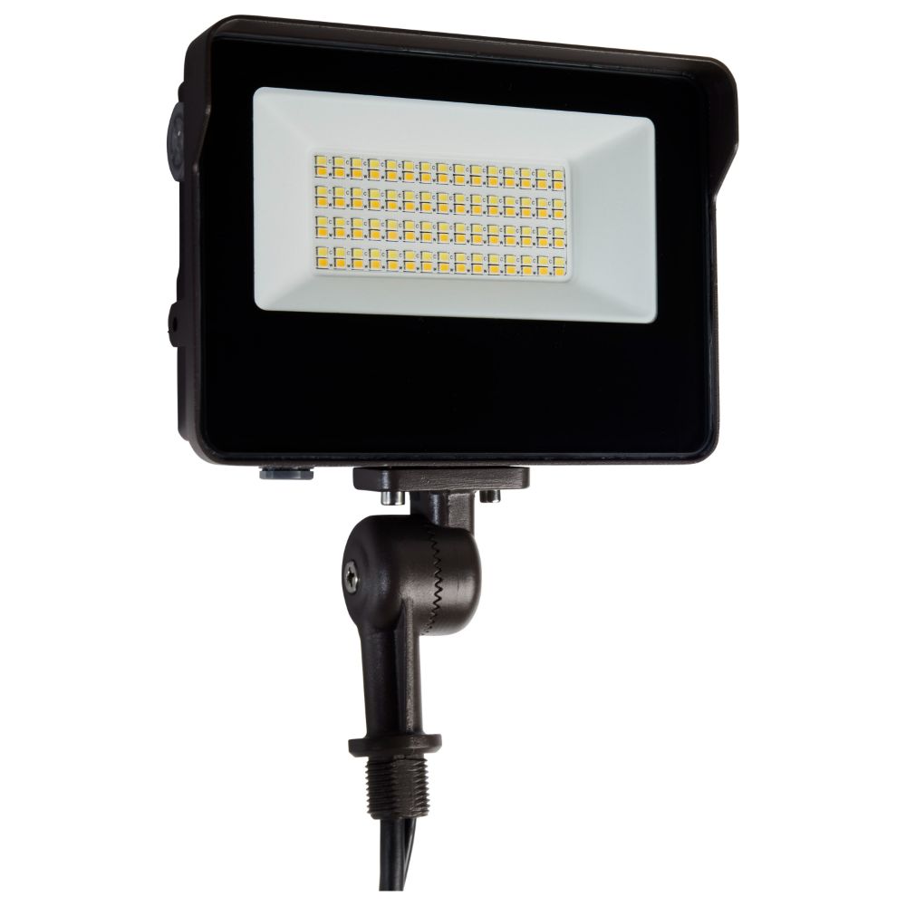Nuvo 65-541 LED Tempered Glass Flood Light with Bypassable Photocell; CCT Selectable 3K/4K/5K; Wattage Adjustable 15W/25W/35W; ColorQuick and PowerQuick Technology; Bronze Finish