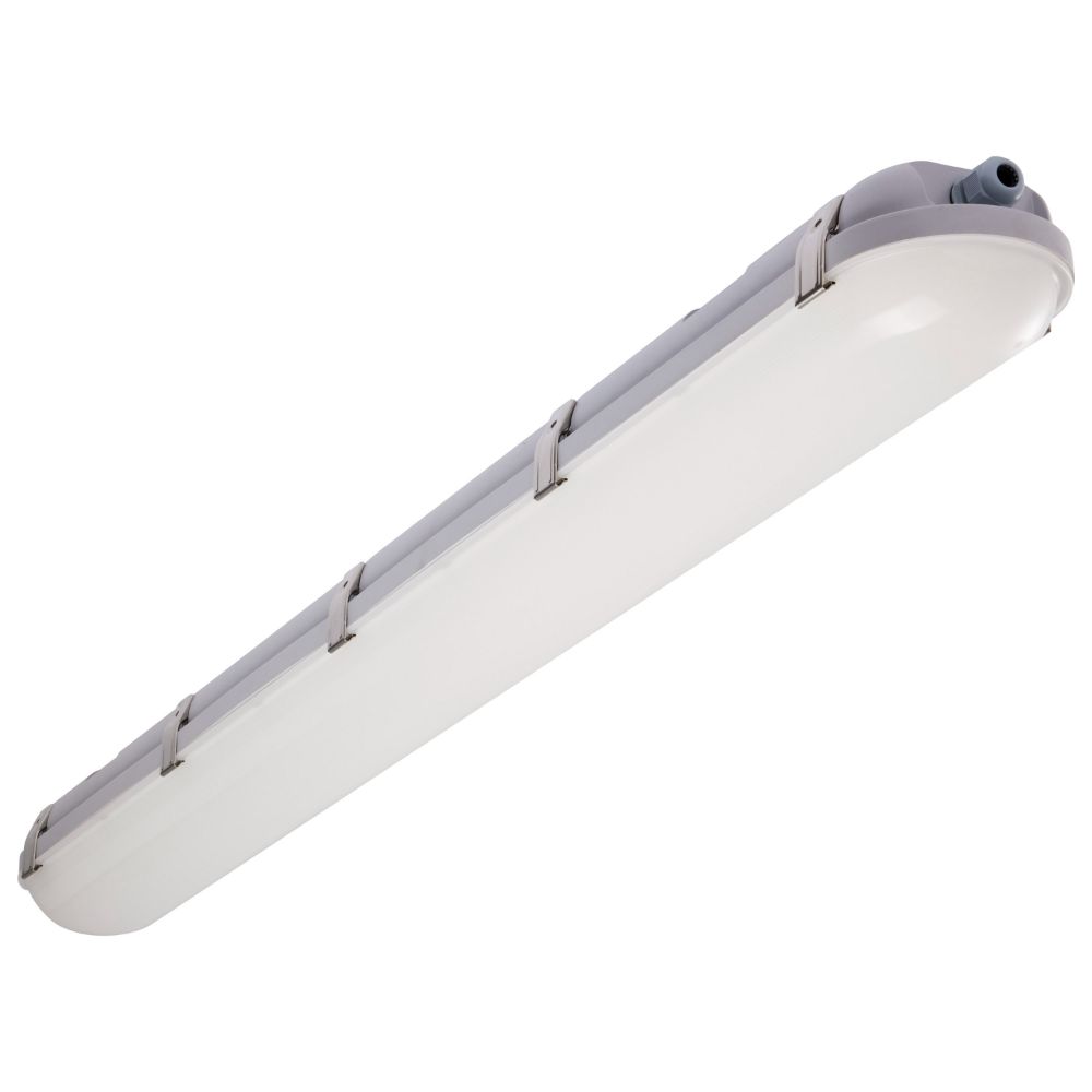 Nuvo 65-824R1 4 Foot; Vapor Tight Linear Fixture with Integrated Microwave Sensor; CCT & Wattage Selectable; IP65 and IK08 Rated