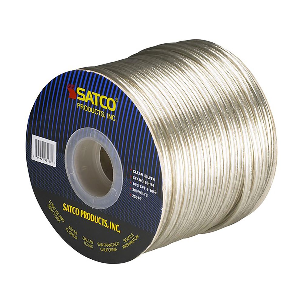Satco 93-167 250 Ft. 16/2/spt/2 Clear Silve