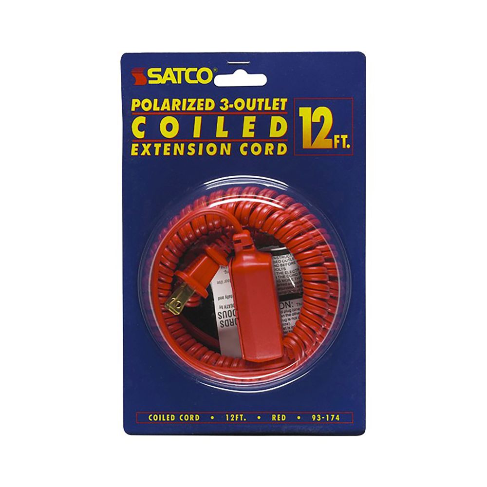 Satco 93-174 12 Ft. Red Coiled Cord