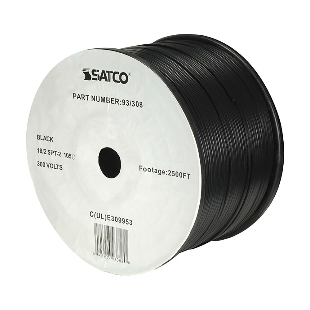 Satco 93-308 18/2 Spt-2 Black 2500 Ft Spool