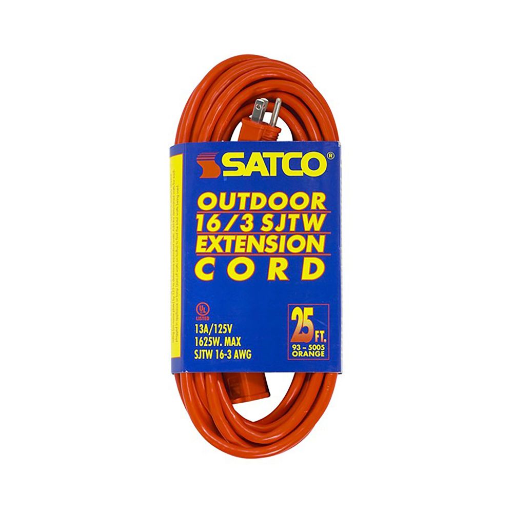 Satco 93-5005 25 Ft 16-3 Sjtw Orange Cord