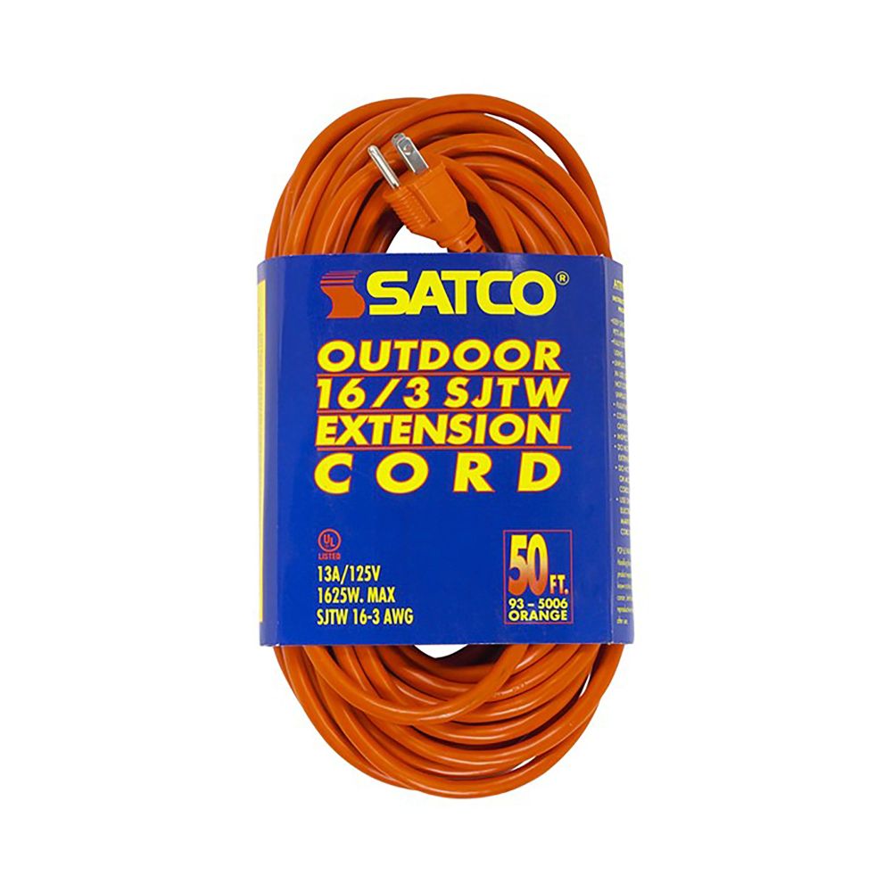 Satco 93-5006 50 Ft 16-3 Sjtw Orange Cord